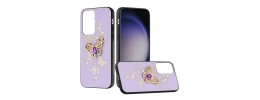 For Samsung Galaxy s24 Ultra SPLENDID Diamond Glitter Ornaments Engraving Case Cover - Garden Butterflies Gold