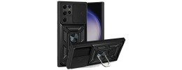 For Samsung Galaxy s24 Ultra Sturdy Bracket Kickstand Magnetic Hybrid - Black