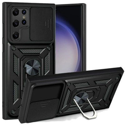 For Samsung Galaxy s24 Ultra Sturdy Bracket Kickstand Magnetic Hybrid - Black