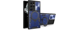 For Samsung Galaxy s24 Ultra Sturdy Bracket Kickstand Magnetic Hybrid - Blue