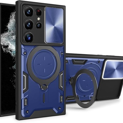 For Samsung Galaxy s24 Ultra Sturdy Bracket Kickstand Magnetic Hybrid - Blue