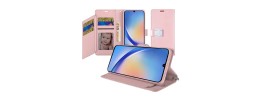 For Samsung Galaxy s24 Wallet Premium PU Vegan Leather ID Card Money Holder with Magnetic Closure - Rose Gold