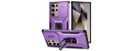 For Samsung Galaxy s25 Edge Complete Magnetic Metal Ring Stand Camera Protection Hybrid - Purple