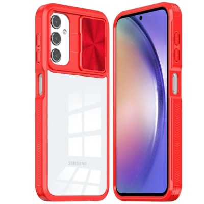 For Samsung Galaxy s25 Edge Fusion Transparent Clear Hybrid Case Cover - Red