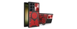 For Samsung Galaxy s25 Edge Magnetic Ring Stand Classic Design FULL Camera Protection Hybrid Case - Red
