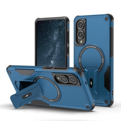 For Samsung Galaxy s25 Edge OPTIMUM Magnetic Ring Stand Hybrid Case Cover - Blue