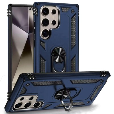 For Samsung Galaxy s25 Edge Ring Magnetic Kickstand Hybrid Case Cover - Blue