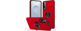 For Samsung Galaxy s25 Edge Ring Magnetic Kickstand Hybrid Case Cover - Red