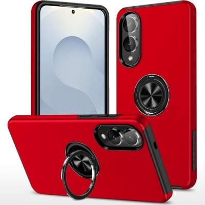 For Samsung Galaxy s25 Edge Ring Magnetic Kickstand Hybrid Case Cover - Red