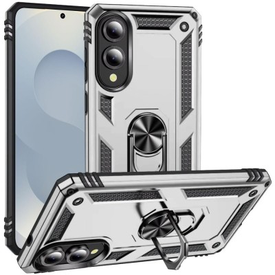 For Samsung Galaxy s25 Edge Ring Magnetic Kickstand Hybrid Case Cover - Silver