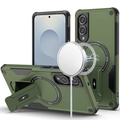 For Samsung Galaxy s25 Edge Sturdy Bracket Kickstand Magnetic Hybrid - Midnight Green