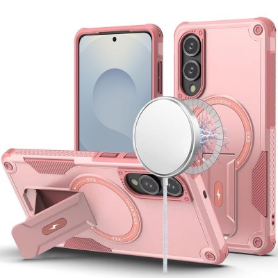 For Samsung Galaxy s25 Edge Sturdy Bracket Kickstand Magnetic Hybrid - Pink