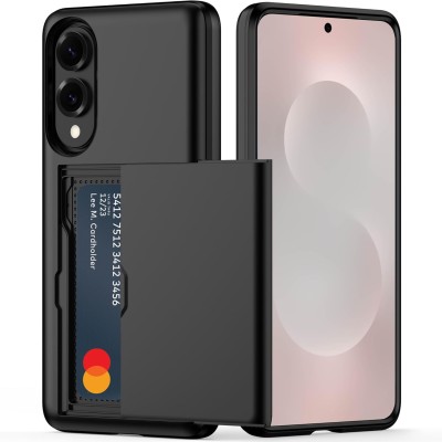 For Samsung Galaxy s25 Edge Wallet ID Card Holder Case Cover - Black