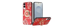 For Samsung Galaxy s25 Edge SPLENDID Diamond Glitter Ornaments Engraving Case Cover - Garden Butterflies Red