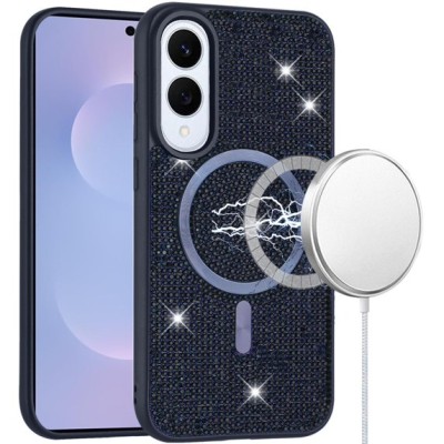 For Samsung Galaxy s25 Edge Diamond [Magnetic Circle] with CD Pattern Hybrid - Blue