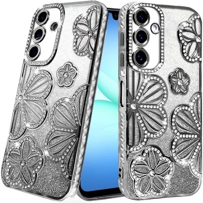 For Samsung A17 5G Pro Max Shimmer Glitter Floral Design Thick TPU Case Cover - Black