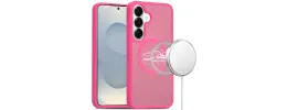 For Samsung s26 [Magnetic Circle] Smooth Safe Matte Feel Hybrid Case - Hot Pink