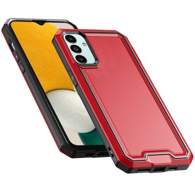 For Samsung A13 5G Rank Tough Strong Modern Fused Hybrid Case Cover - Red