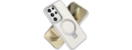For Samsung Galaxy s24 Plus METKASE Magnetic Metal Surrounded Ring Stand Hybrid in Slide-Out Package - Clear