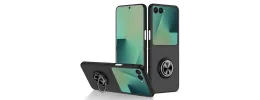 For Samsung Galaxy Z Fold 7 Chief Premium Matte Magnetic Ring Stand Hybrid Case Cover - Black