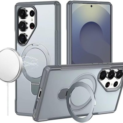 For Samsung s25 Ultra Matte Finish Simplified Magnetic Ring With  Stand Hybrid Case - Gray