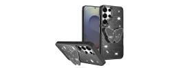 For Samsung s25 Ultra Butterfly Moveable Grip Stand With Small  Diamonds Meta Buttons HQ Hybrid - Black