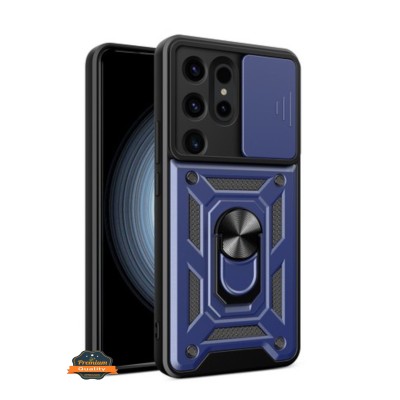 For Samsung Galaxy s25 Edge Magnetic Ring Stand Classic Design FULL Camera Protection Hybrid Case - Blue