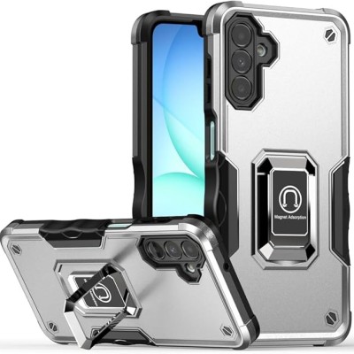 For Samsung A17 5G OPTIMUM Magnetic Ring Stand Hybrid Case Cover - Silver