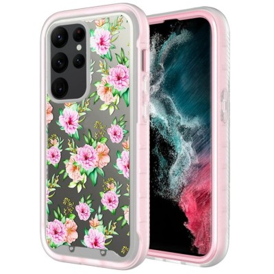 For Samsung S23 Exotic ShockProof Design Hybrid Case Cover - Exotic Floral