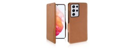 For Samsung S23 PU Leather Window Flap Case with Cover - Tan