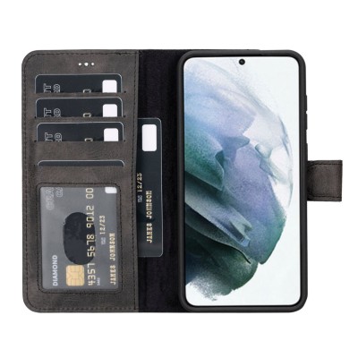 For Samsung S23 Plus Wallet Premium PU Vegan Leather ID Card Money Holder with Magnetic Closure - Black