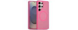 For Samsung S23 Ultra Epoxy Glitter Shimmer [Magnetic Circle]  Hybrid Case - Hot Pink