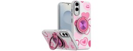 For Samsung S23 Ultra Metal Diamond CD Pattern Design Matte  Finished Hybrid with Rotational Ring [Car Mount Friendly] Case  Floral E