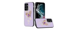 For Samsung S23 Ultra SPLENDID Diamond Glitter Ornaments Engraving Case Cover - Garden Butterflies Purple
