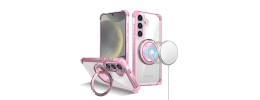 For Samsung S23 Ultra Shield Magnetic Ring Transparent HQ 360 Degree Rotational Shockproof - Pink