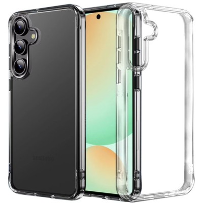 For Samsung S24 FE PURE CRYSTAL Transparent Thick 2.0mm ShockProof Chromed Buttons Case Cover - Clear