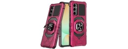 For Samsung S24 FE Robotic Hybrid with Magnetic Ring Stand Case Cover - Hot Pink
