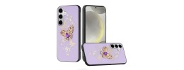 For Samsung S24 FE SPLENDID Diamond Glitter Ornaments Engraving - Garden Butterflies Purple