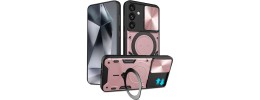 For Samsung S24 FE Utter Tough Metal Ring Movable Camera Window Hybrid - Rose Gold