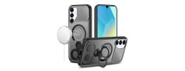 For Samsung A16 5G Car Mount with 2-Ring Stand Hybrid Case  Gray