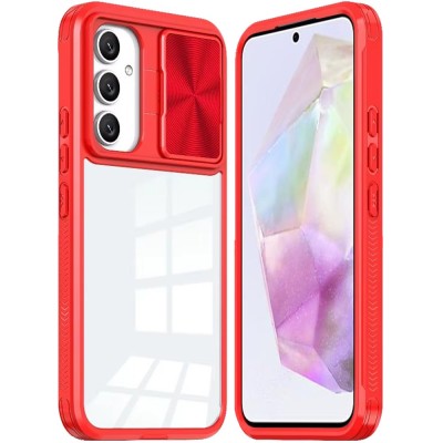 For Samsung Galaxy A36 / A56 Fusion Transparent Clear Hybrid Case Cover - Red