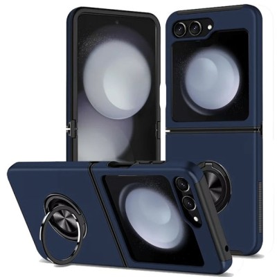 For Samsung Z Flip 6 CHIEF Oil Painted Magnetic Ring Stand Hybrid Case Cover - Blue