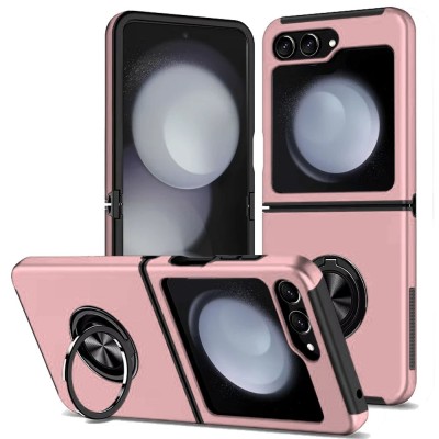 For Samsung Z Flip 6 CHIEF Oil Painted Magnetic Ring Stand Hybrid Case Cover - Pink