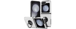 For Samsung Z Flip 6 CHIEF Oil Painted Magnetic Ring Stand Hybrid Case Cover - Silver