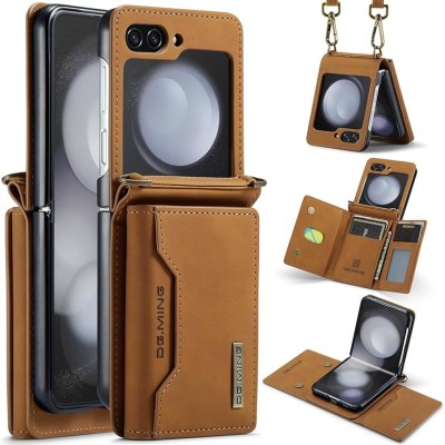 For Samsung Z Flip 6 Card Slot Wallet Holder Case Cover - Brown