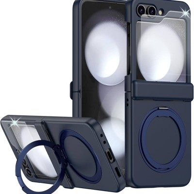 For Samsung Z Flip 6 Magnetic Ring Kickstand Hybrid Case Cover - Blue