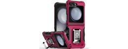 For Samsung Z Flip 6 OPTIMUM Magnetic Ring Stand Hybrid Case Cover - Hot Pink
