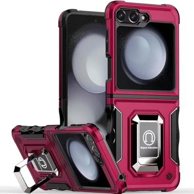 For Samsung Z Flip 6 OPTIMUM Magnetic Ring Stand Hybrid Case Cover - Hot Pink