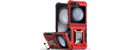 For Samsung Z Flip 6 OPTIMUM Magnetic Ring Stand Hybrid Case Cover - Red