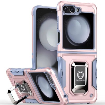 For Samsung Z Flip 6 OPTIMUM Magnetic Ring Stand Hybrid Case Cover - Rose Gold